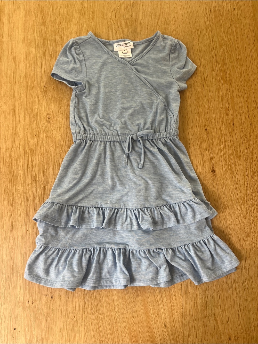NWOT Light Blue Heathered Girls' Tiered Ruffle Dress